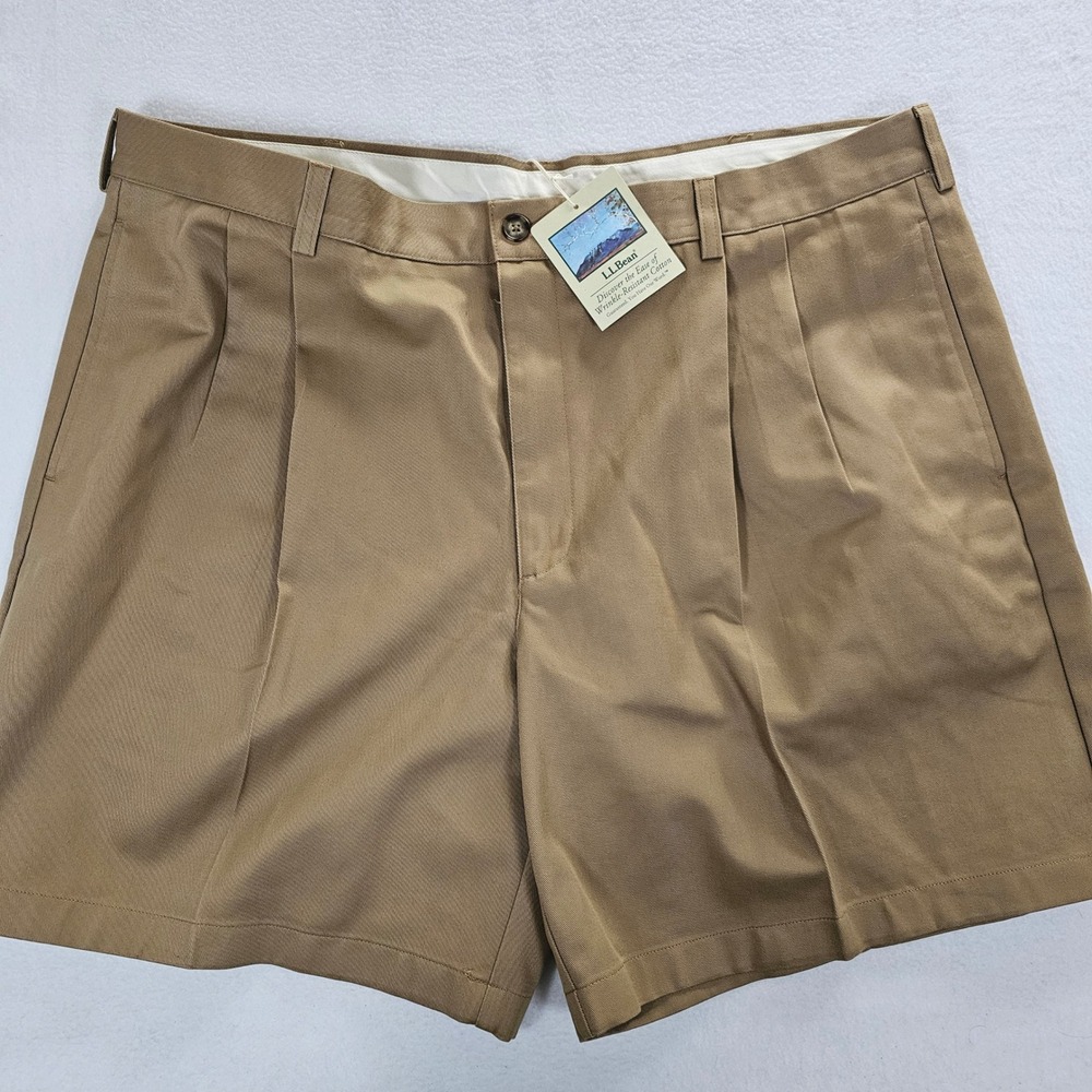 LL Bean Mens‎ Pleated Chino Shorts Wrinkle Resistant Cotton Size 42 XR34 NWT